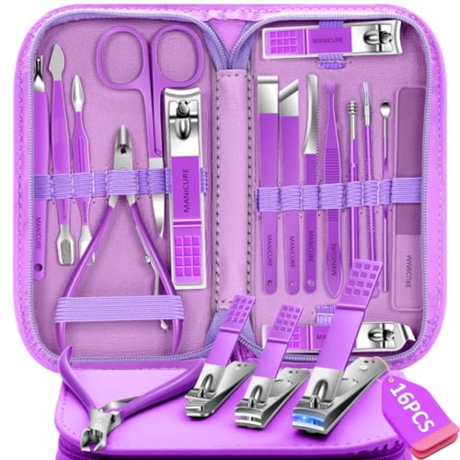Men'S Grooming Fingernails - Manicure Set 16Pcs Professional Stainless Steel