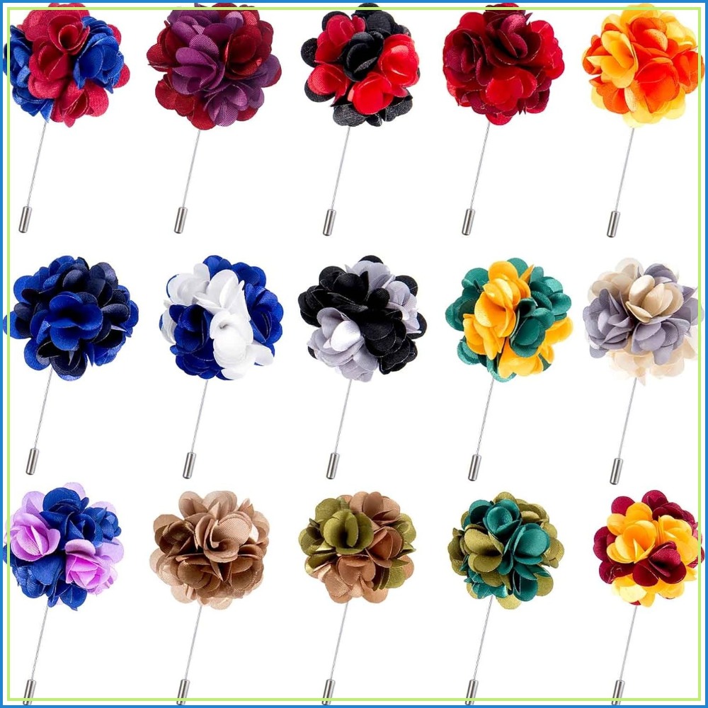 Men'S Grooming Boxes - 15pcs Handmade Satin Boutonniere Pins for