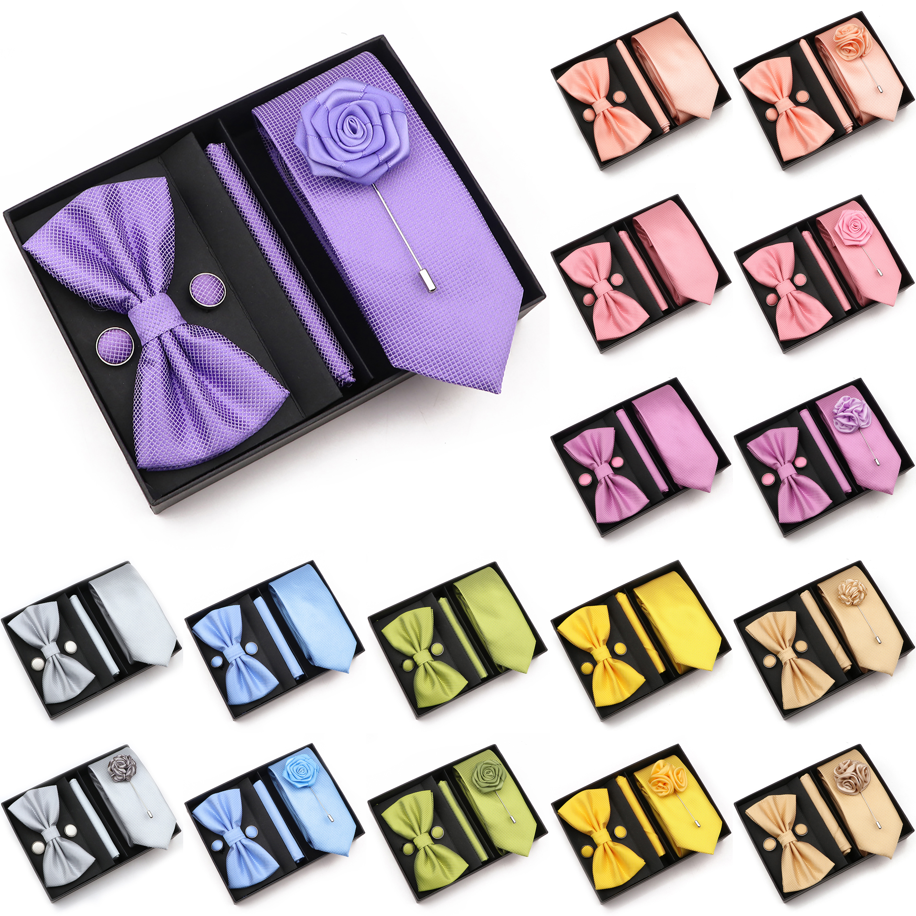 New Style Tie Set Solid Color  - Men'S Grooming Boxes recension och pris