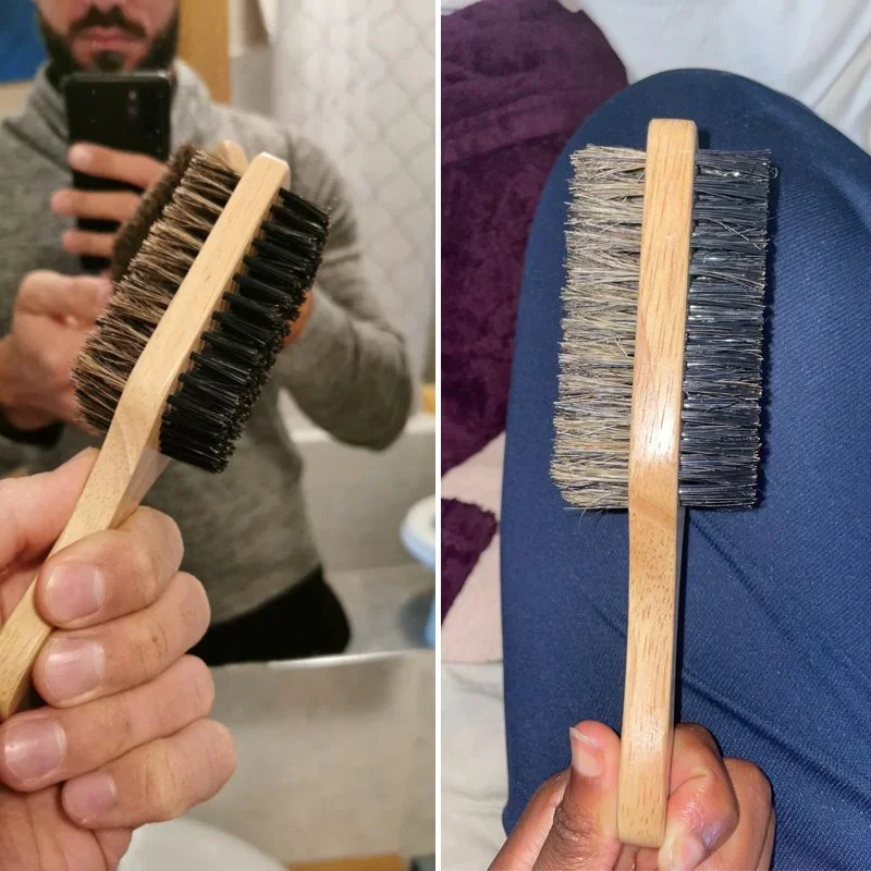 Beard Brush with Natural Woode - Men'S Grooming Brush recension och pris