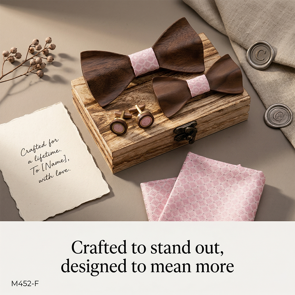 Mens Wooden Bowtie Set Satin B - Men'S Grooming Boxes recension och pris