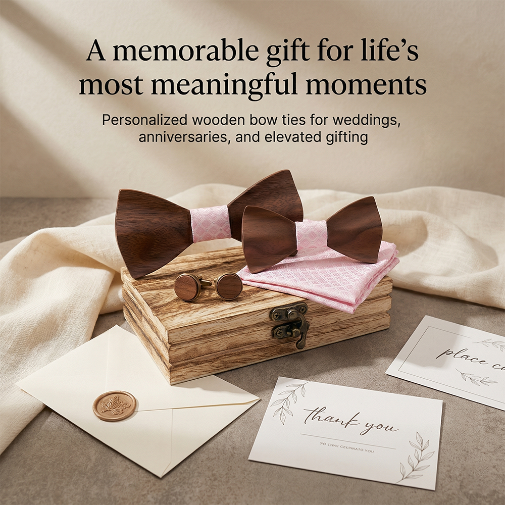 Mens Wooden Bowtie Set Satin B - Men'S Grooming Boxes recension och pris