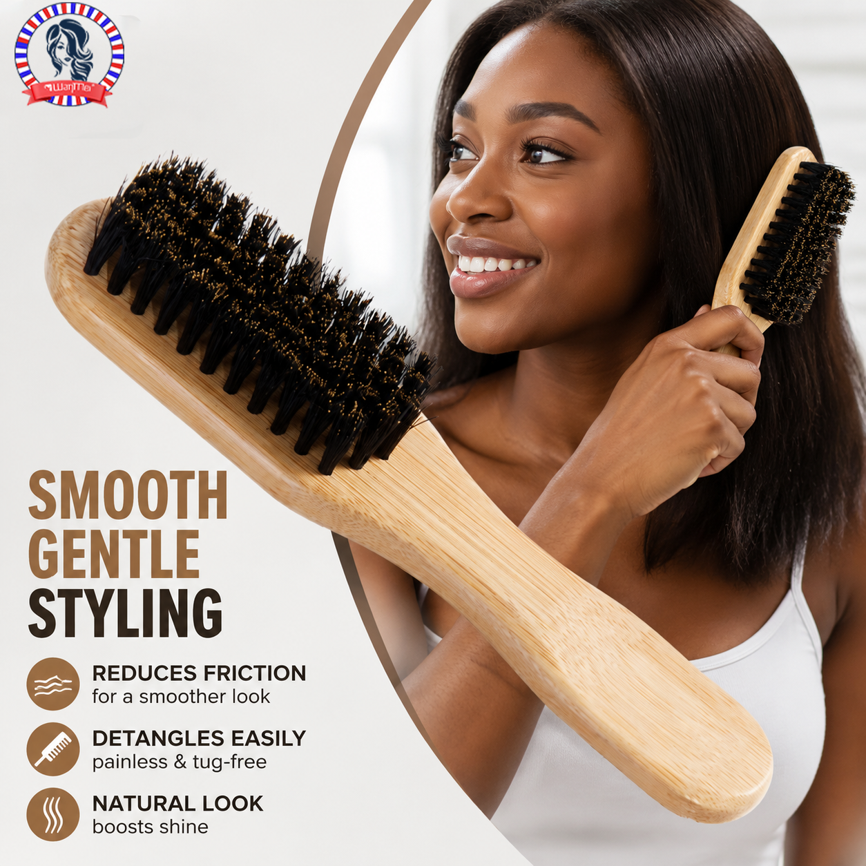 Bamboo Wood Bristle Brush Redu - Men'S Grooming Brush recension och pris